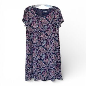Paisley T-Shirt Dress Kim‎ Rogers Blue Sz MP $5 ADD ON with $15+ Bundle